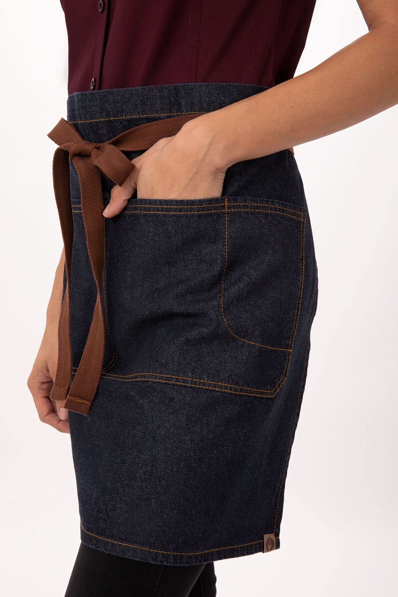 Chef Works Unisex Memphis Half Bistro Apron, Indigo Blue, One Size - Image 4